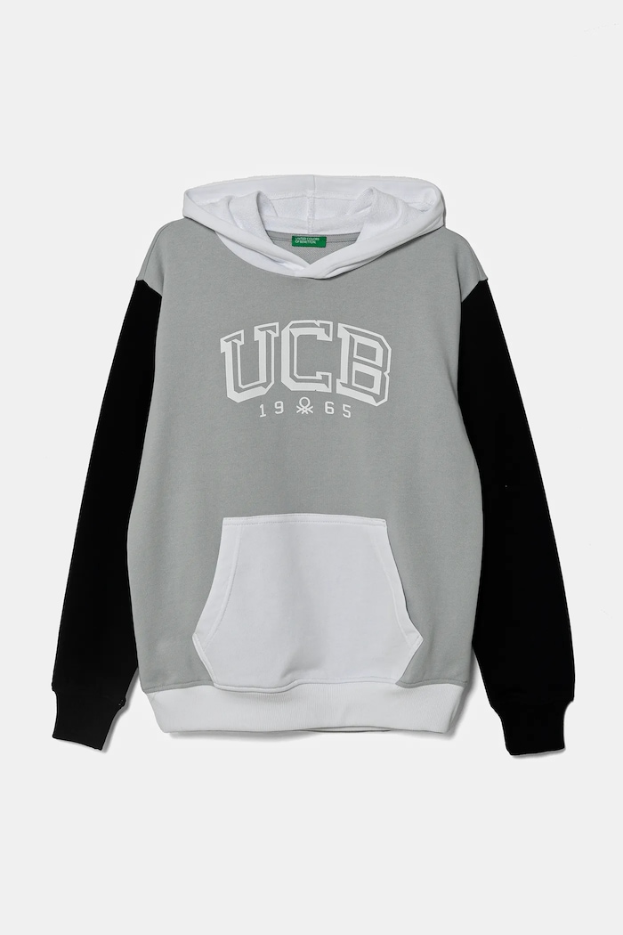 United Colors of Benetton bluza bawełniana dziecięca nadruk szary 3UNIC204R.G.Seasonal