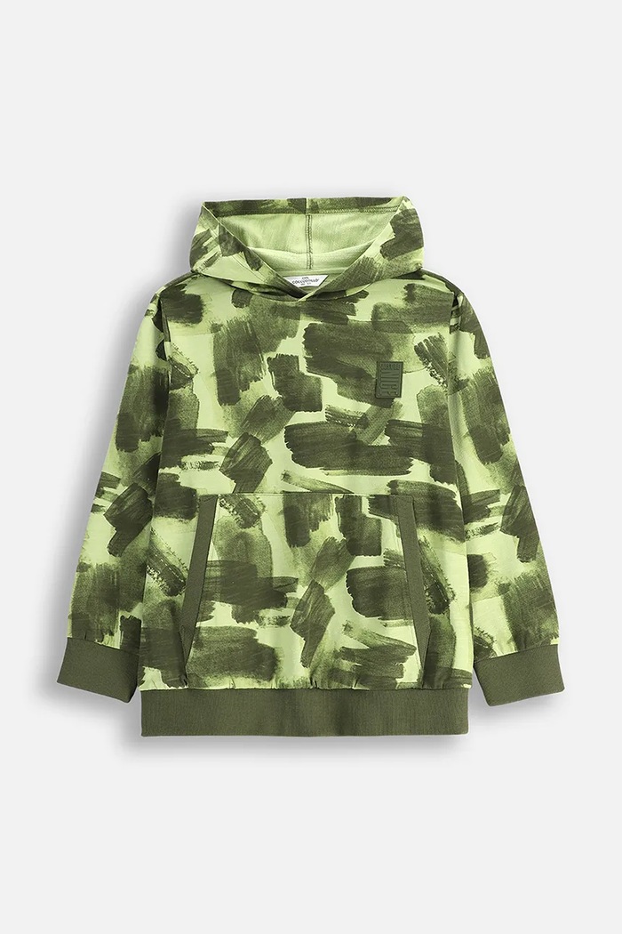 Coccodrillo bluza bawełniana dziecięca z kapturem zielony WC5132302VBA