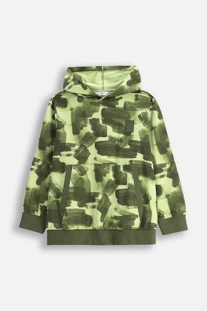 Coccodrillo bluza bawełniana dziecięca z kapturem zielony WC5132302VBA