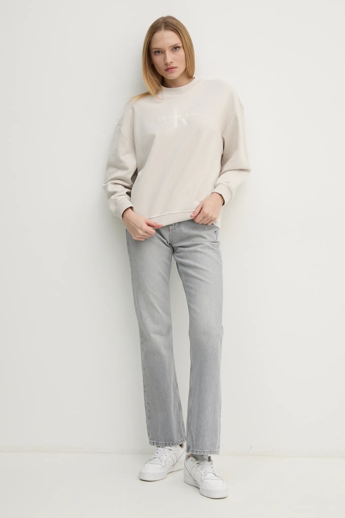 Bavlněná mikina Calvin Klein Jeans J20J224724 béžová SS25