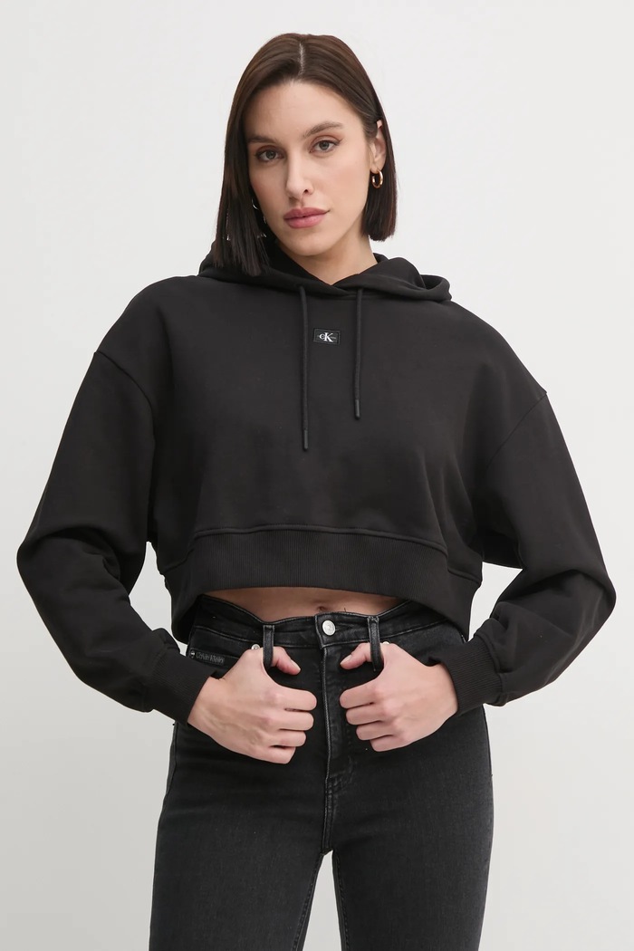 Bavlnená mikina Calvin Klein Jeans bavlna čierna J20J224746