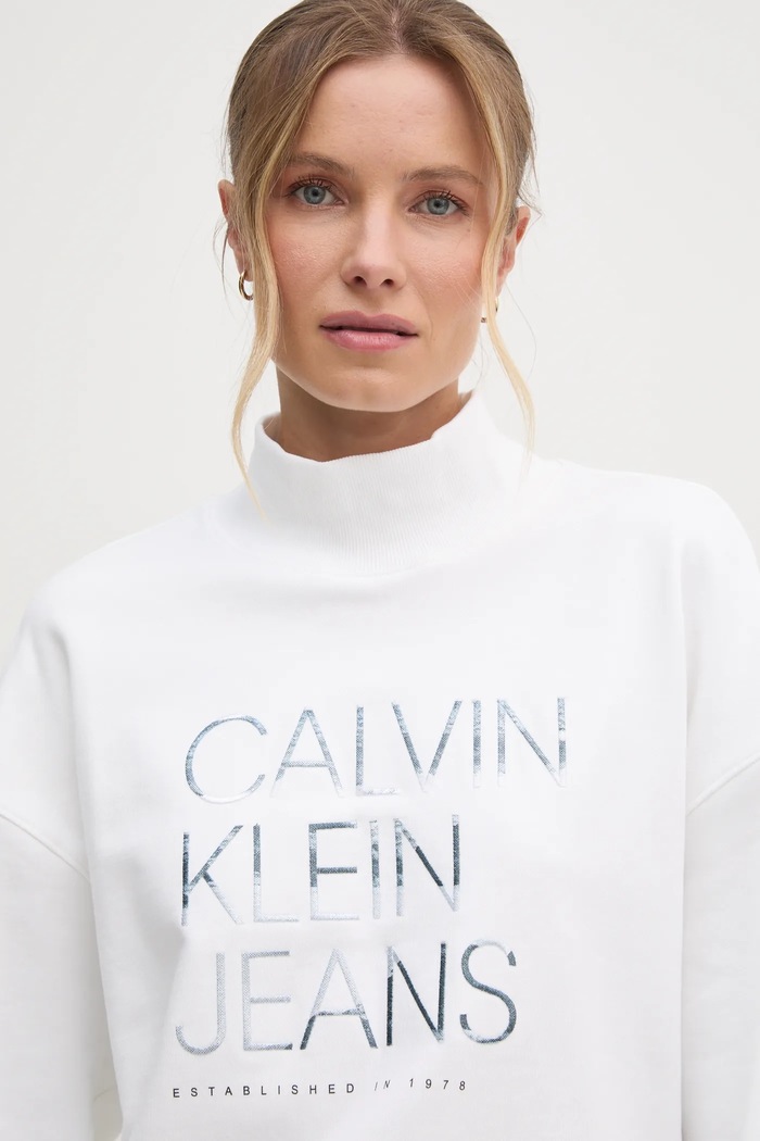 Bavlněná mikina Calvin Klein Jeans béžová J20J225082