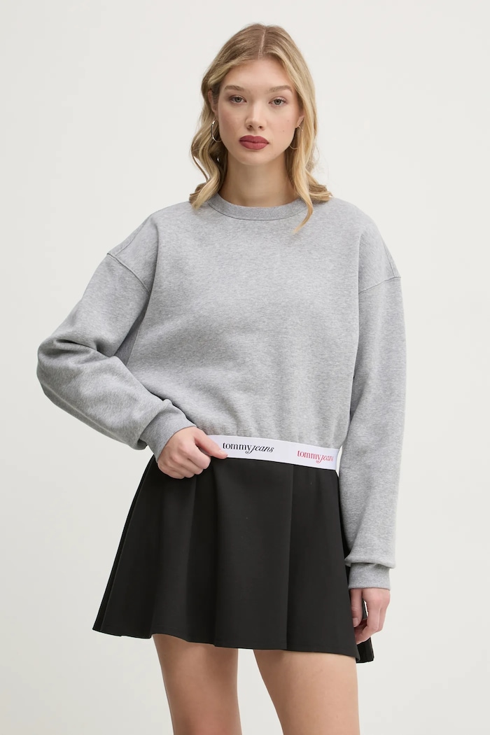 Tommy Jeans felső melanzs szürke DW0DW19402