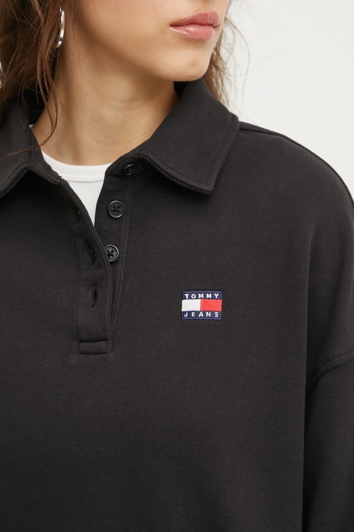 Tommy Jeans pamut melegítőfelső DW0DW19409 fekete