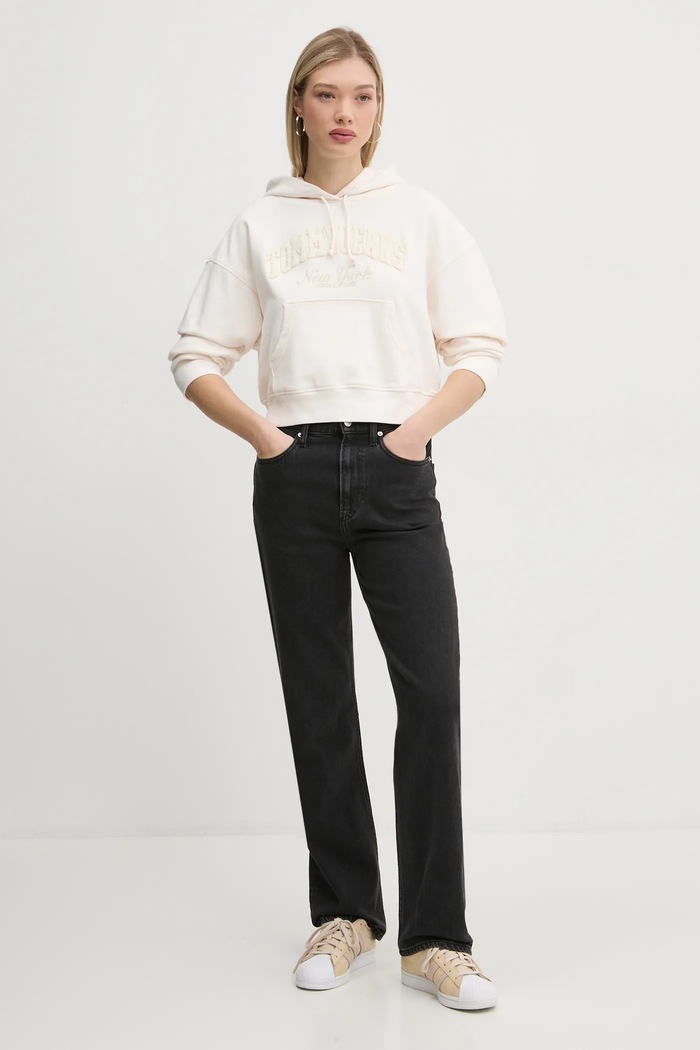 Tommy Jeans bluza bawełniana DW0DW19413 beżowy SS25