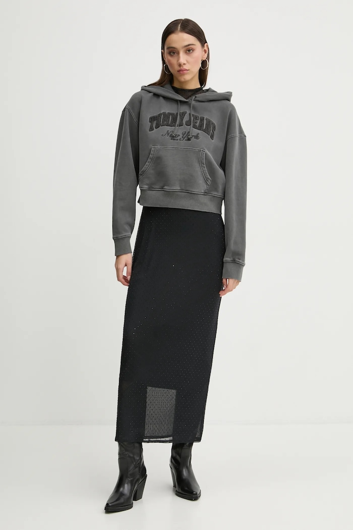 Bavlněná mikina Tommy Jeans DW0DW19413 šedá SS25