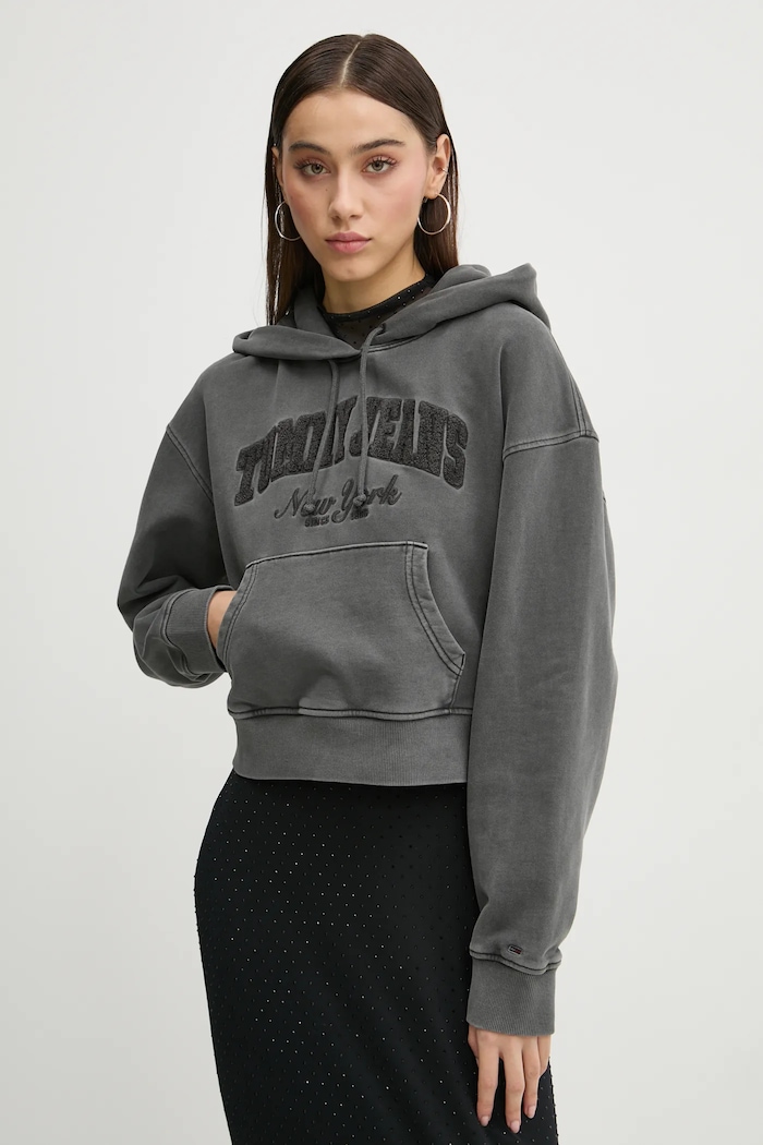 Bavlněná mikina Tommy Jeans šedá DW0DW19413