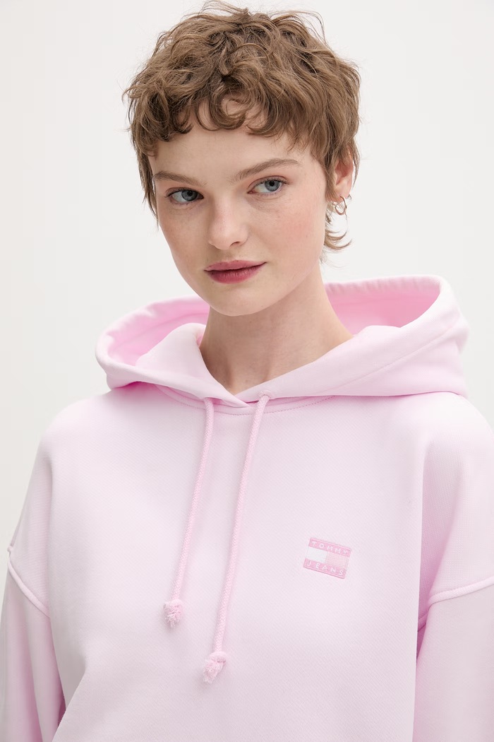 Tommy Jeans mikina s kapucňou dámska bavlnená ružová DW0DW19414