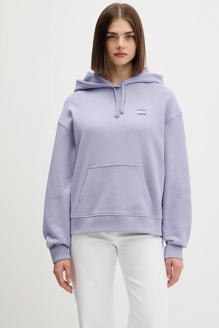Tommy Jeans mikina s kapucňou dámska bavlnená bavlna fialová DW0DW19414