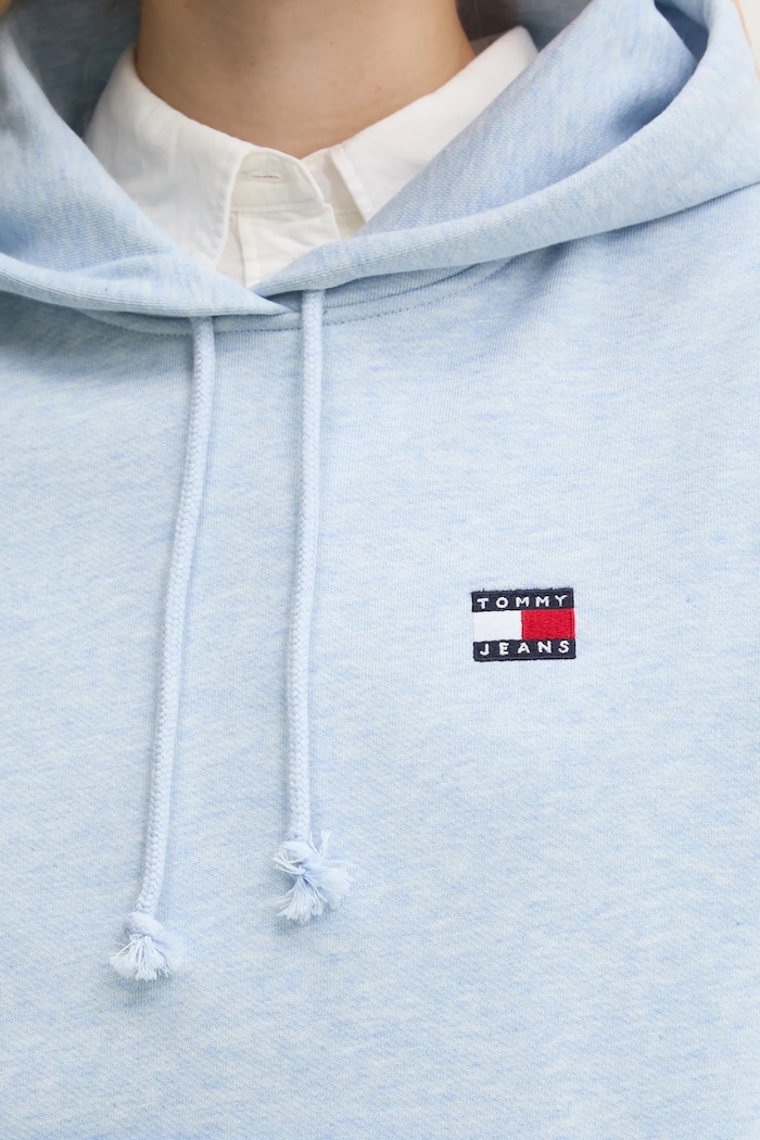 Tommy Jeans mikina s kapucí dámská bavlněná DW0DW19414 modrá