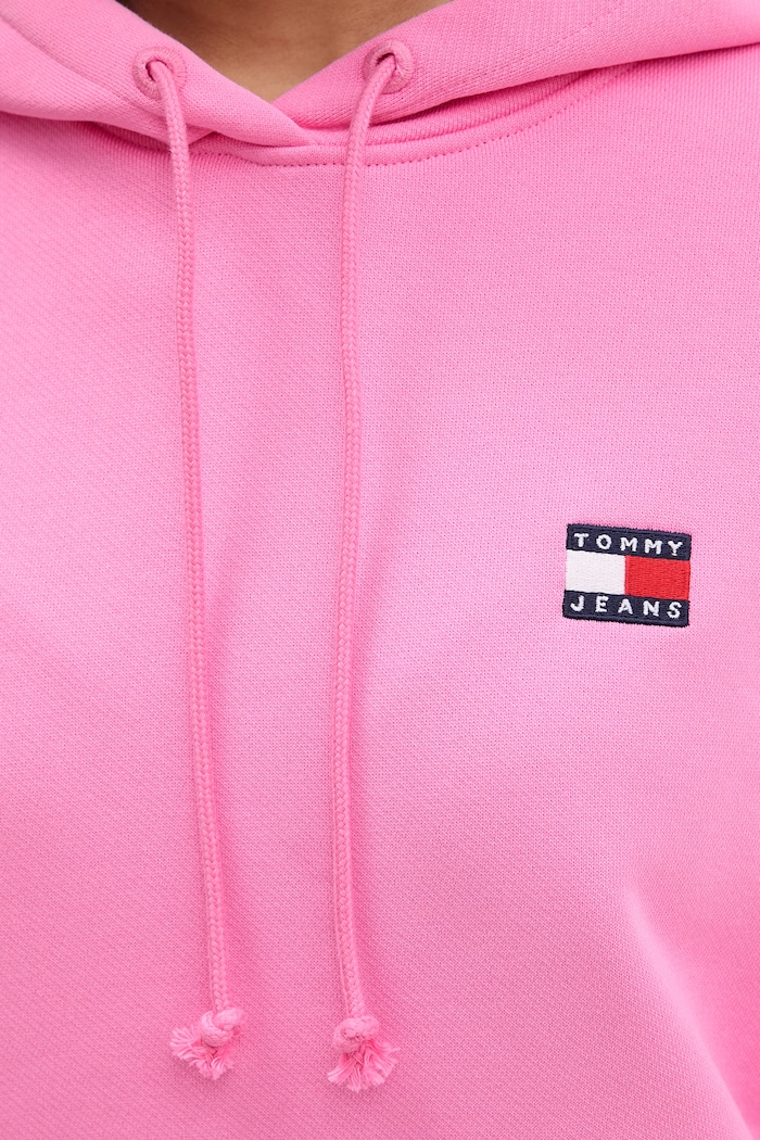 Tommy Jeans hanorac cu glugă pentru femei din bumbac DW0DW19414 roz