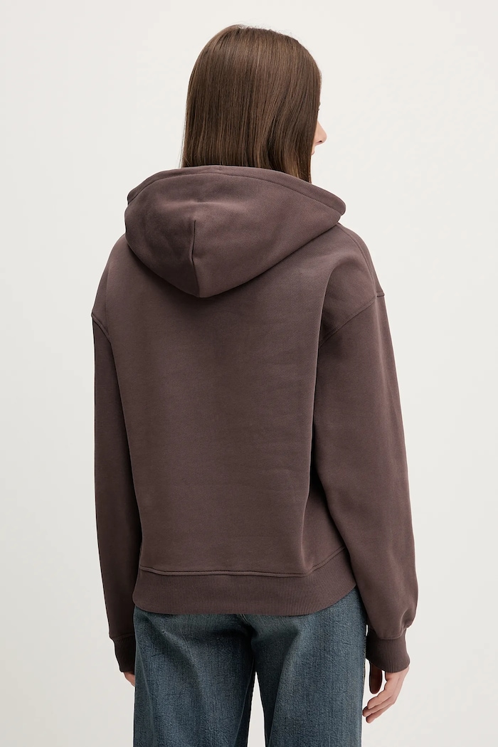 Oblačila Tommy Jeans pulover s kapuco ženski bombažen DW0DW19414 rjava