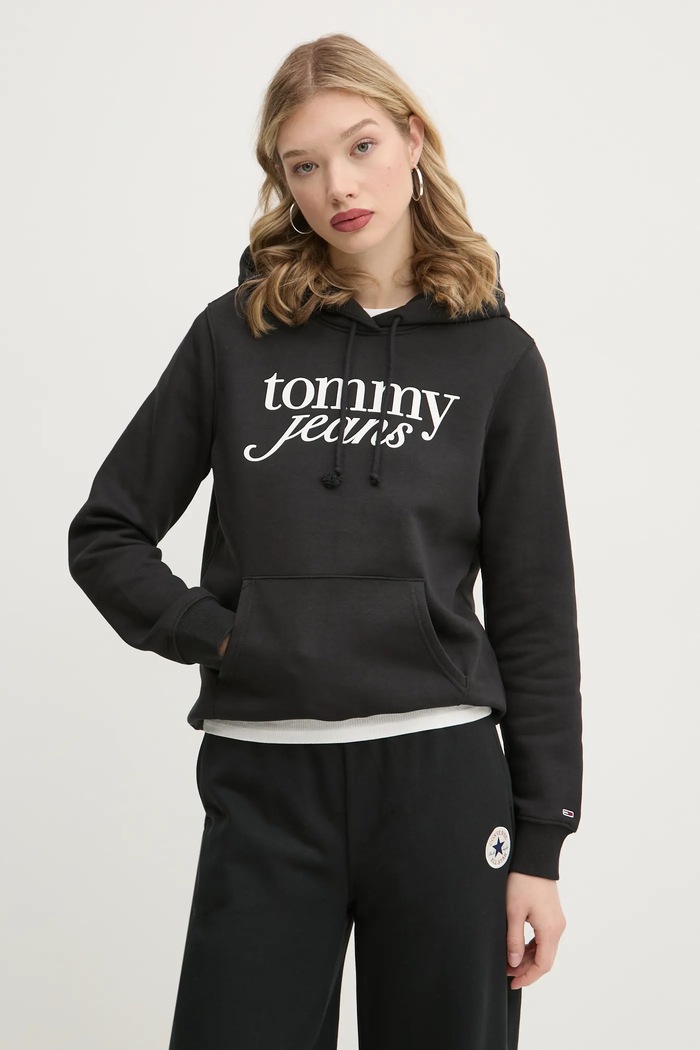 Tommy Jeans felső nyomtatásos fekete DW0DW20170
