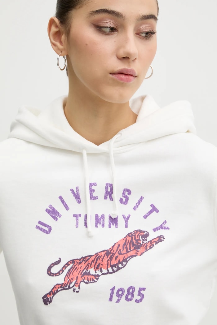 Bavlněná mikina Tommy Jeans bílá DW0DW20171