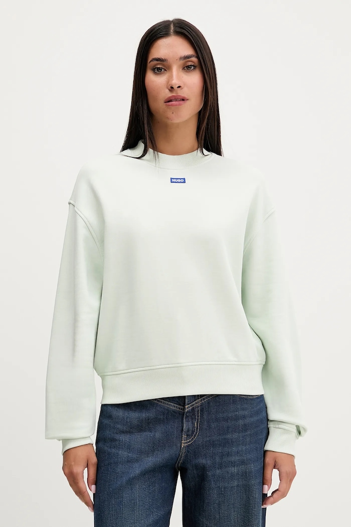 Hugo Blue bluza bawełniana Delessa_B_1 zielony 50534344