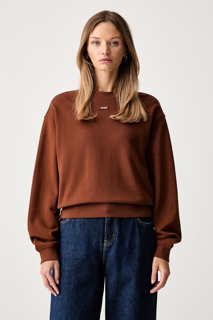 HUGO Blue felpa da donna in cotone Delessa_B_1 marrone 50534344