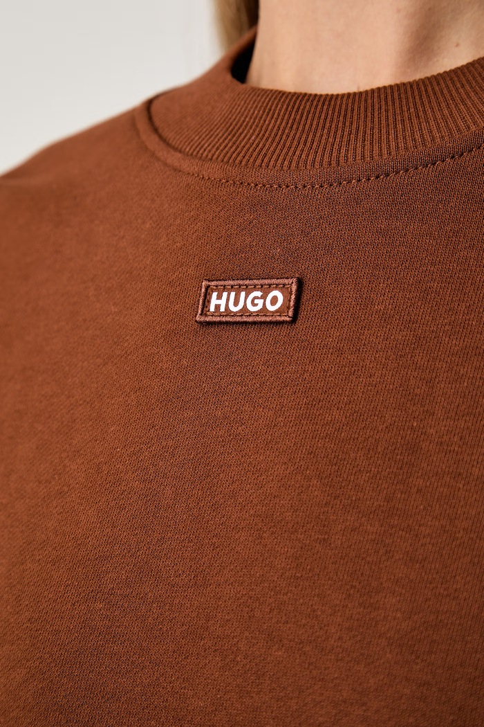 HUGO Blue felpa da donna in cotone Delessa_B_1 50534344 marrone