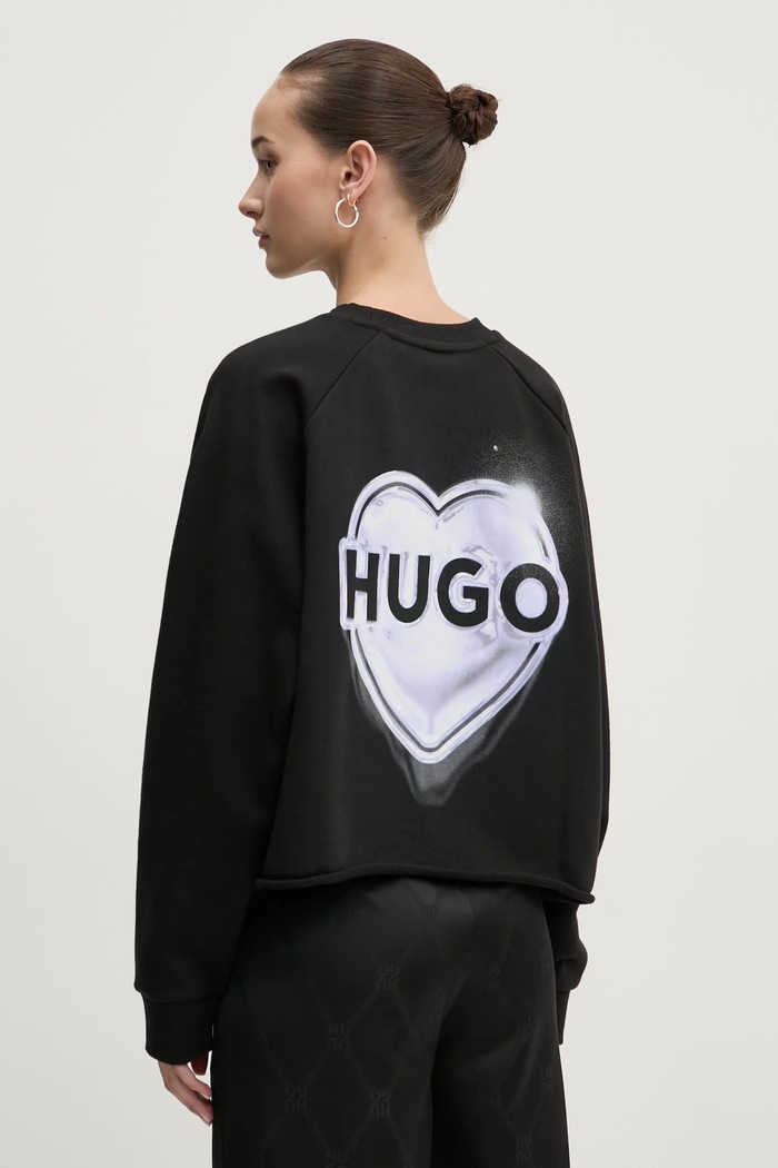 Ρούχα Βαμβακερή μπλούζα HUGO 50534271 μαύρο