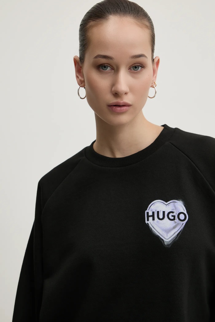 Βαμβακερή μπλούζα HUGO μαύρο 50534271