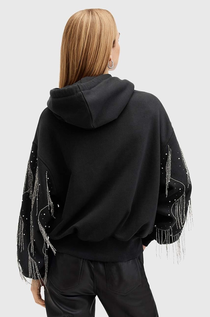 Bavlněná mikina AllSaints LENNON TASSEL černá W002JA