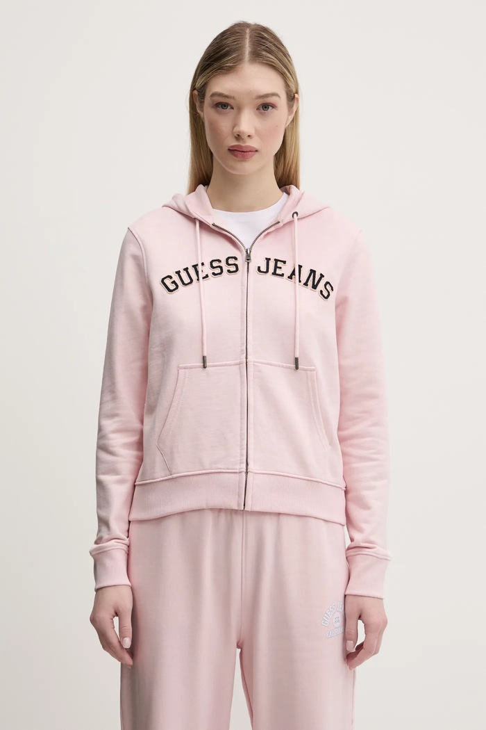 Pamučna dukserica Guess Jeans pamuk roza W5RQ20.K68I4