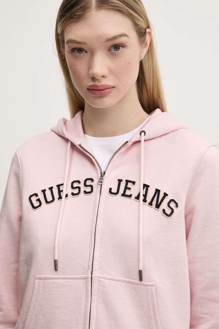 Pamučna dukserica Guess Jeans roza W5RQ20.K68I4