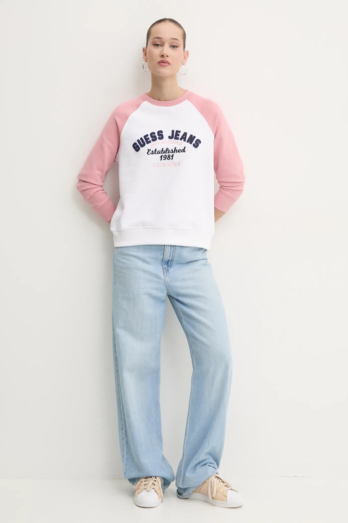 Bavlněná mikina Guess Jeans W5RQ23.K68I4 bílá SS25