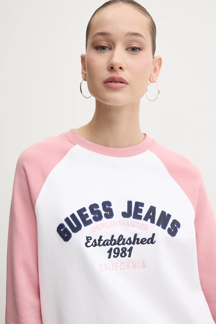 Bavlněná mikina Guess Jeans bílá W5RQ23.K68I4