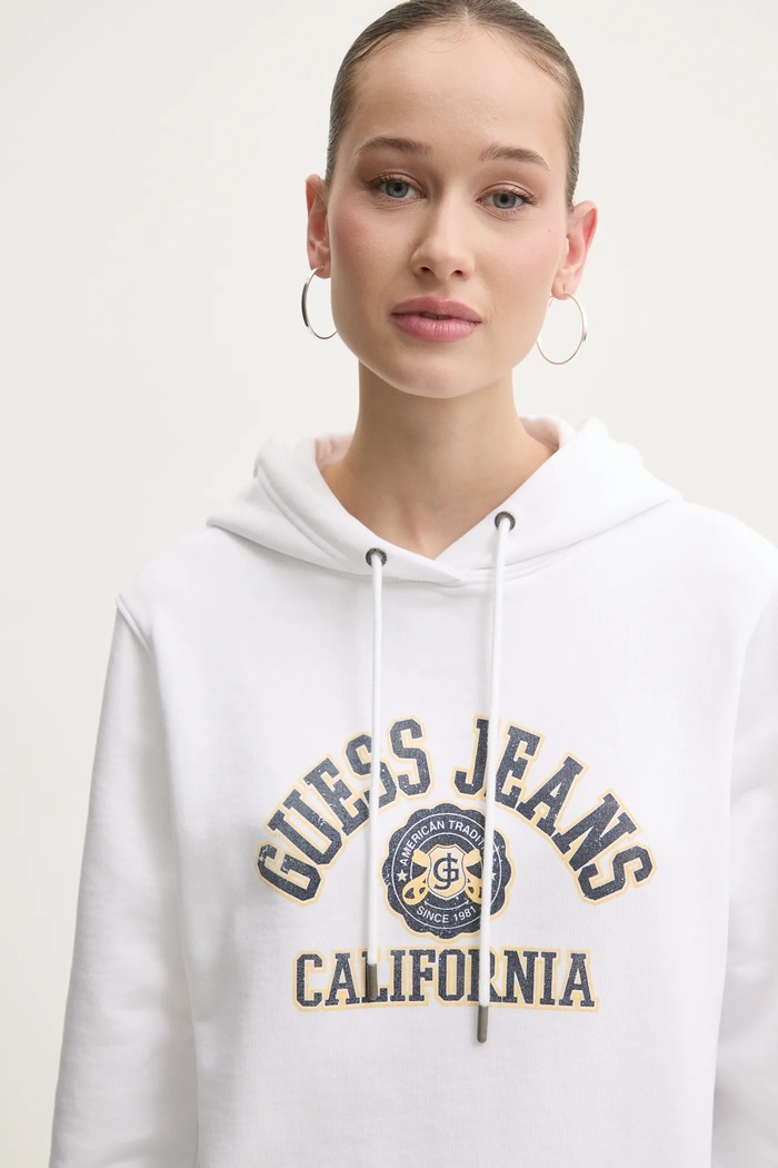 Bavlněná mikina Guess Jeans bílá W5RQ29.K68I4