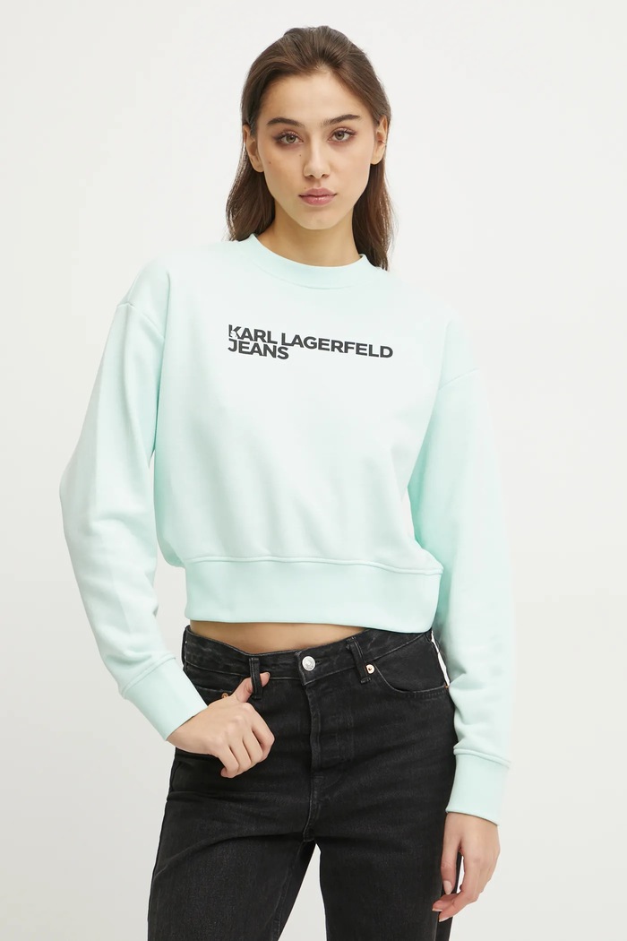 Mikina Karl Lagerfeld Jeans bez kapucne zelená A1W20005