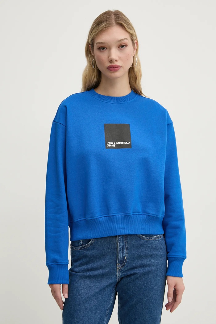 Памучен суичър Karl Lagerfeld Jeans памук син A1W20006