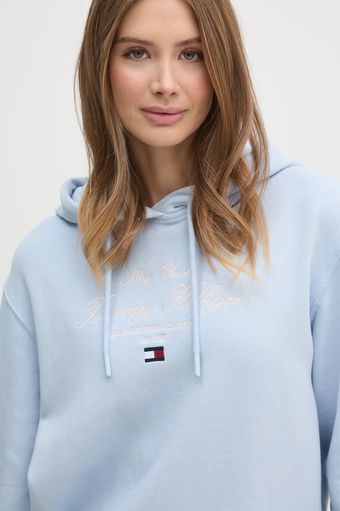 Pamučna dukserica Tommy Hilfiger plava WW0WW43842