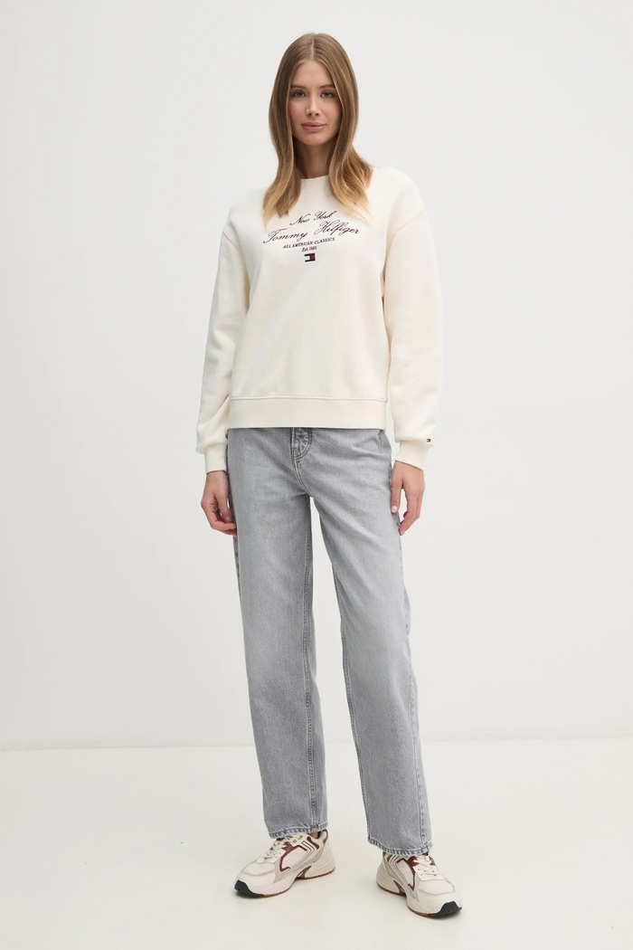 Mikina Tommy Hilfiger WW0WW43844 béžová SS25