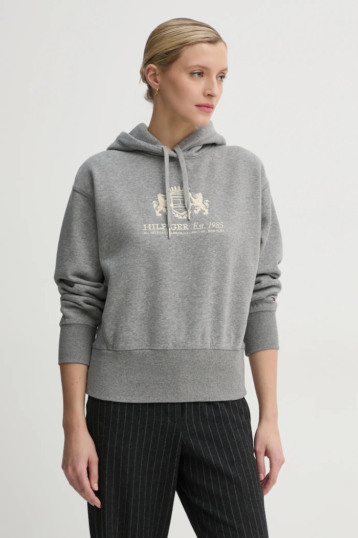 Mikina Tommy Hilfiger nášivka šedá WW0WW43849
