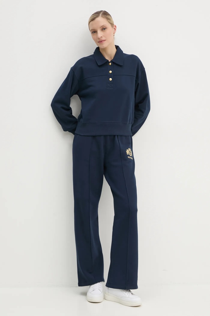 Bavlnená mikina Tommy Hilfiger WW0WW44081 tmavomodrá SS25
