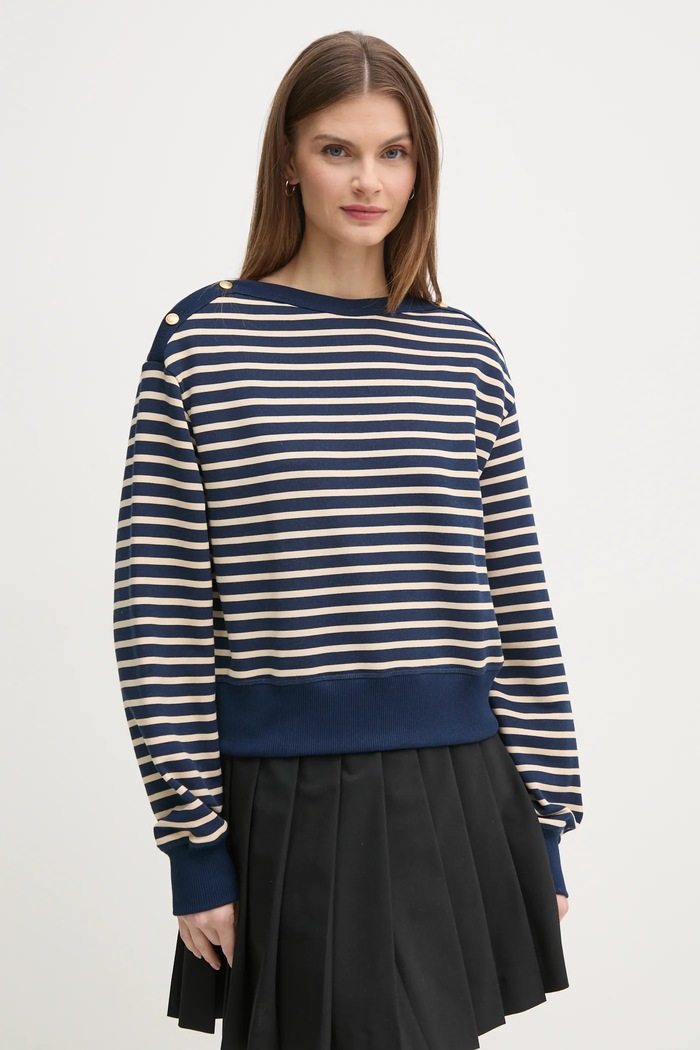 Βαμβακερή μπλούζα Tommy Hilfiger βαμβάκι σκούρο μπλε WW0WW44447