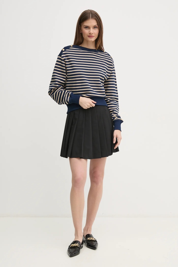 Βαμβακερή μπλούζα Tommy Hilfiger WW0WW44447 σκούρο μπλε SS25