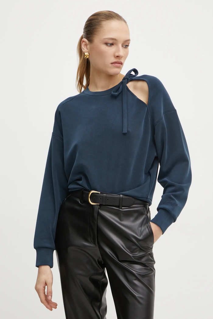 BOSS Orange bluza z elastanem niebieski 50531833