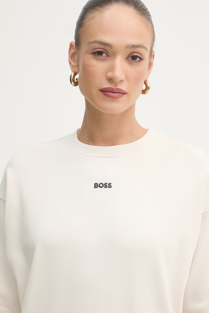 BOSS Orange oversize mikina dámská bavlněná béžová 50534821