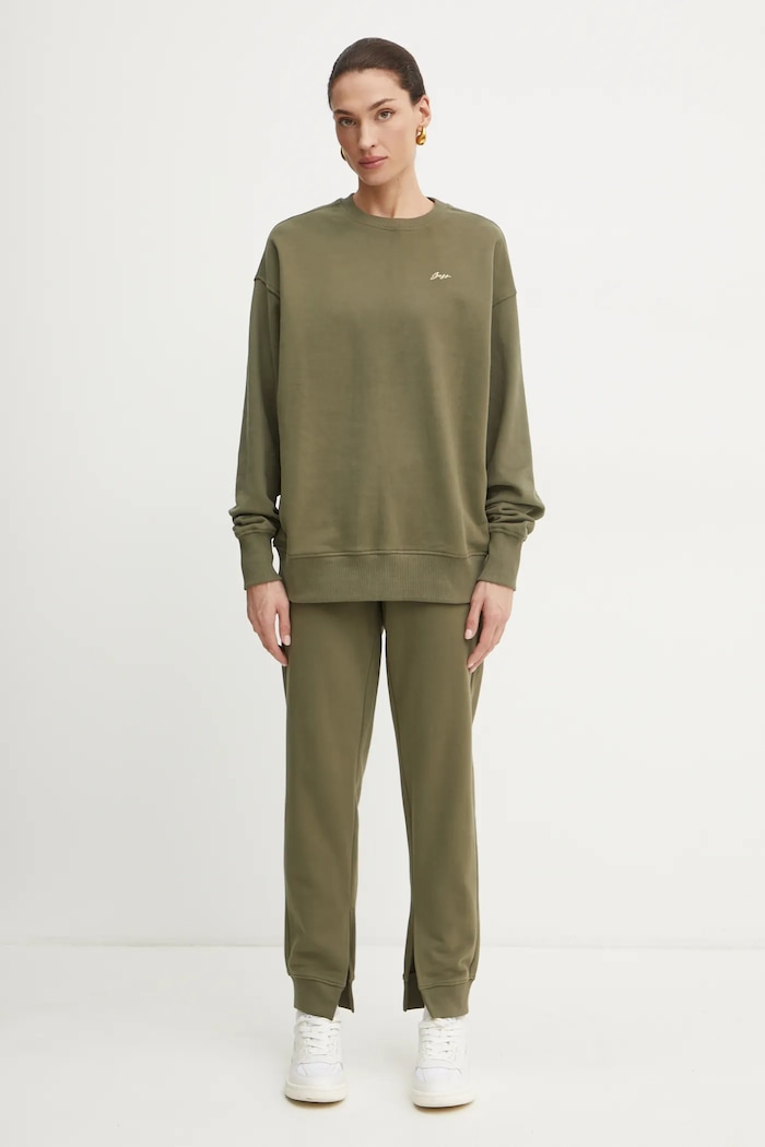 BOSS Orange oversize melegítőfelső női pamut 50534821 zöld SS26