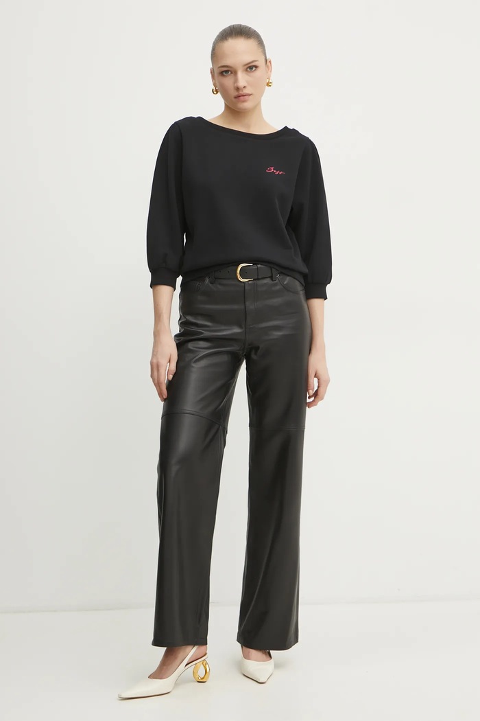 BOSS Orange bluza bawełniana 50538995 czarny SS25