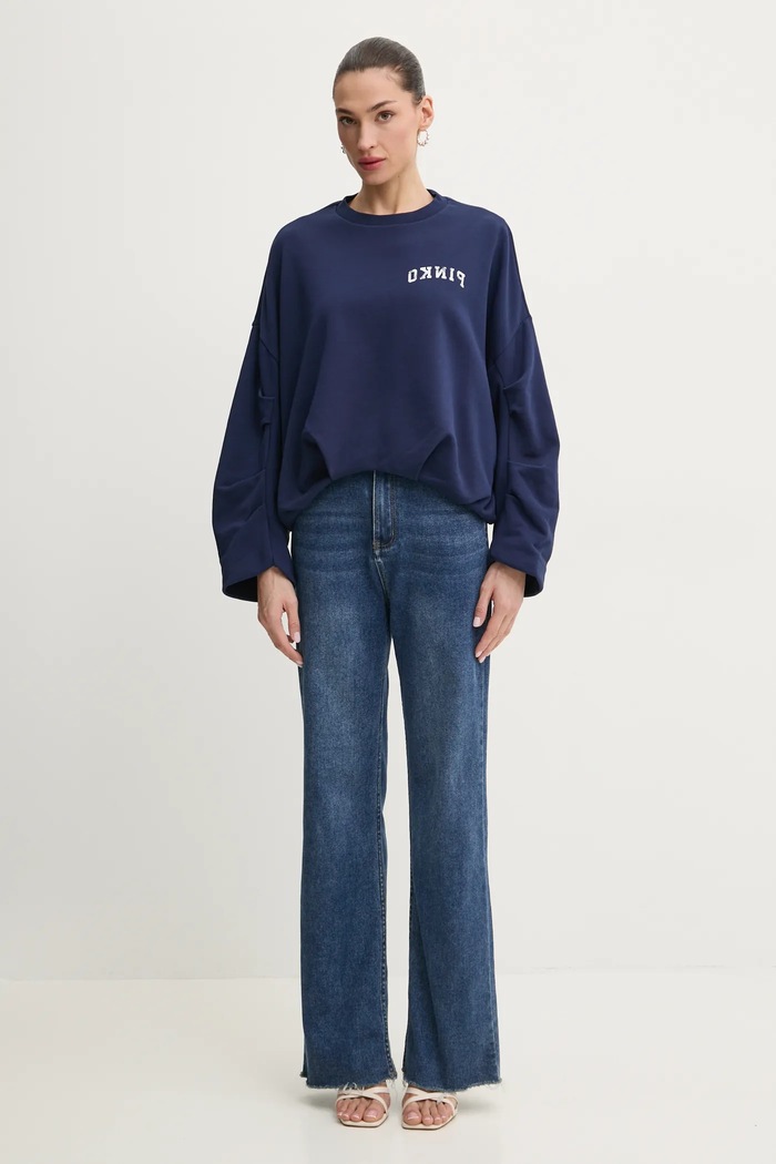 Pinko bluza bawełniana 104281.A2BZ granatowy SS25