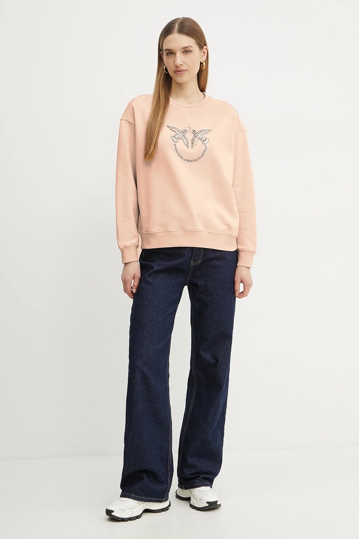 Pinko felpa in cotone 100534.A2G8 rosa SS25