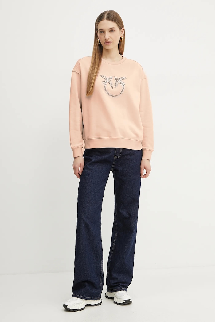 Pinko felpa in cotone 100534.A2G8 rosa SS25
