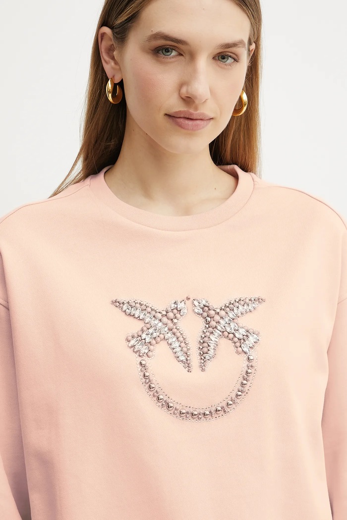 Pinko felpa in cotone rosa 100534.A2G8