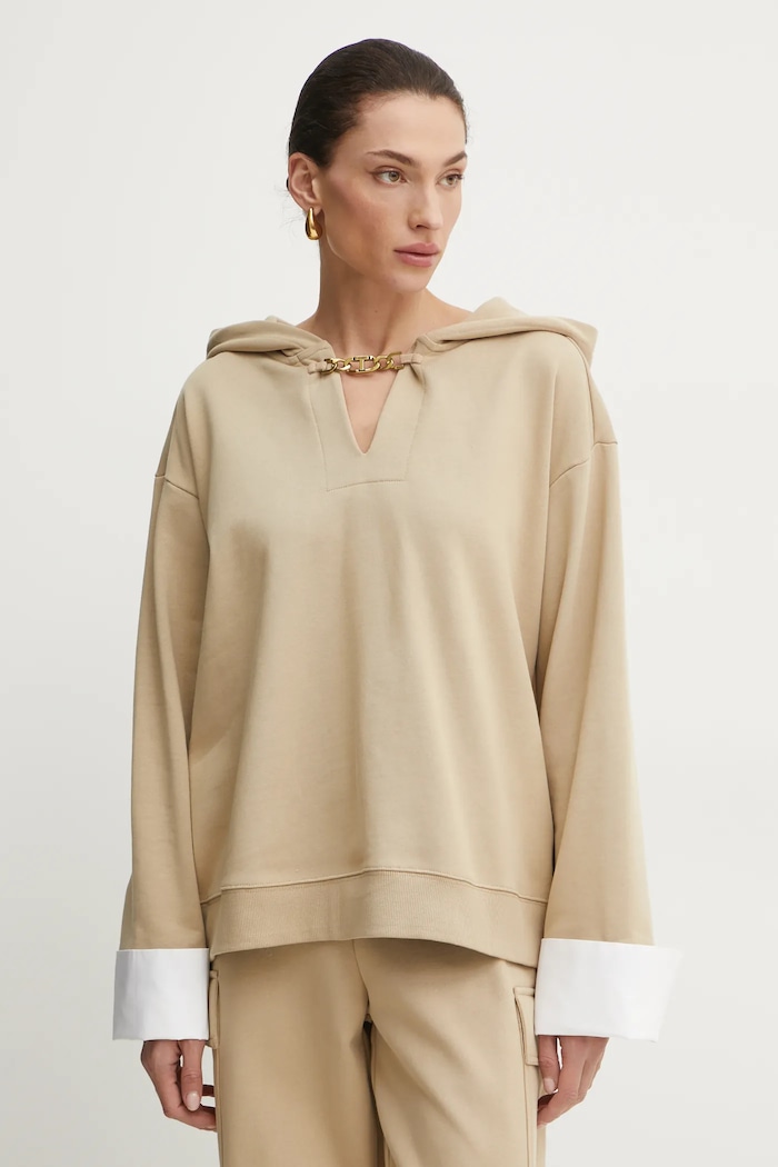 Twinset bluza bawełniana bawełna beżowy 251TE2070