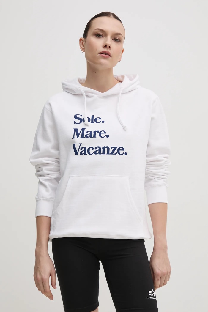 Mikina Drivemebikini Sole Mare s kapucí bílá 2024.DMBS.028.WHN