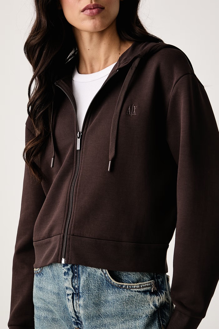 Dukserica sa kapuljačom za žene s pamukom Armani Exchange XW000822.AF10818 smeđa