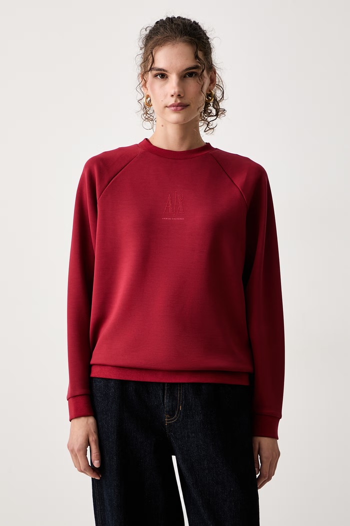 Armani Exchange Dukserica za žene s viskozom bordo XW000826.AF13397