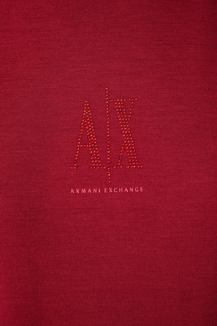 Dukserica za žene s viskozom Armani Exchange bordo XW000826.AF13397